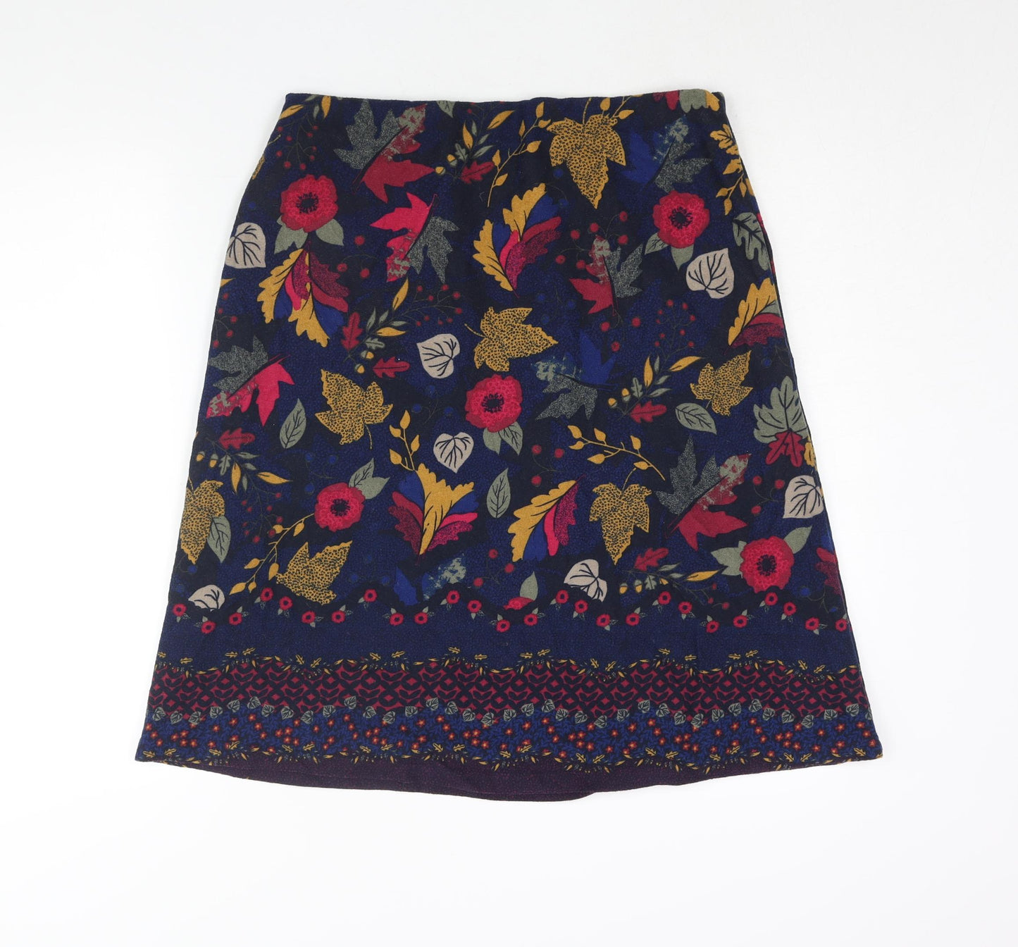 EWM Womens Blue Geometric Polyester A-Line Skirt Size 12 - Floral Print