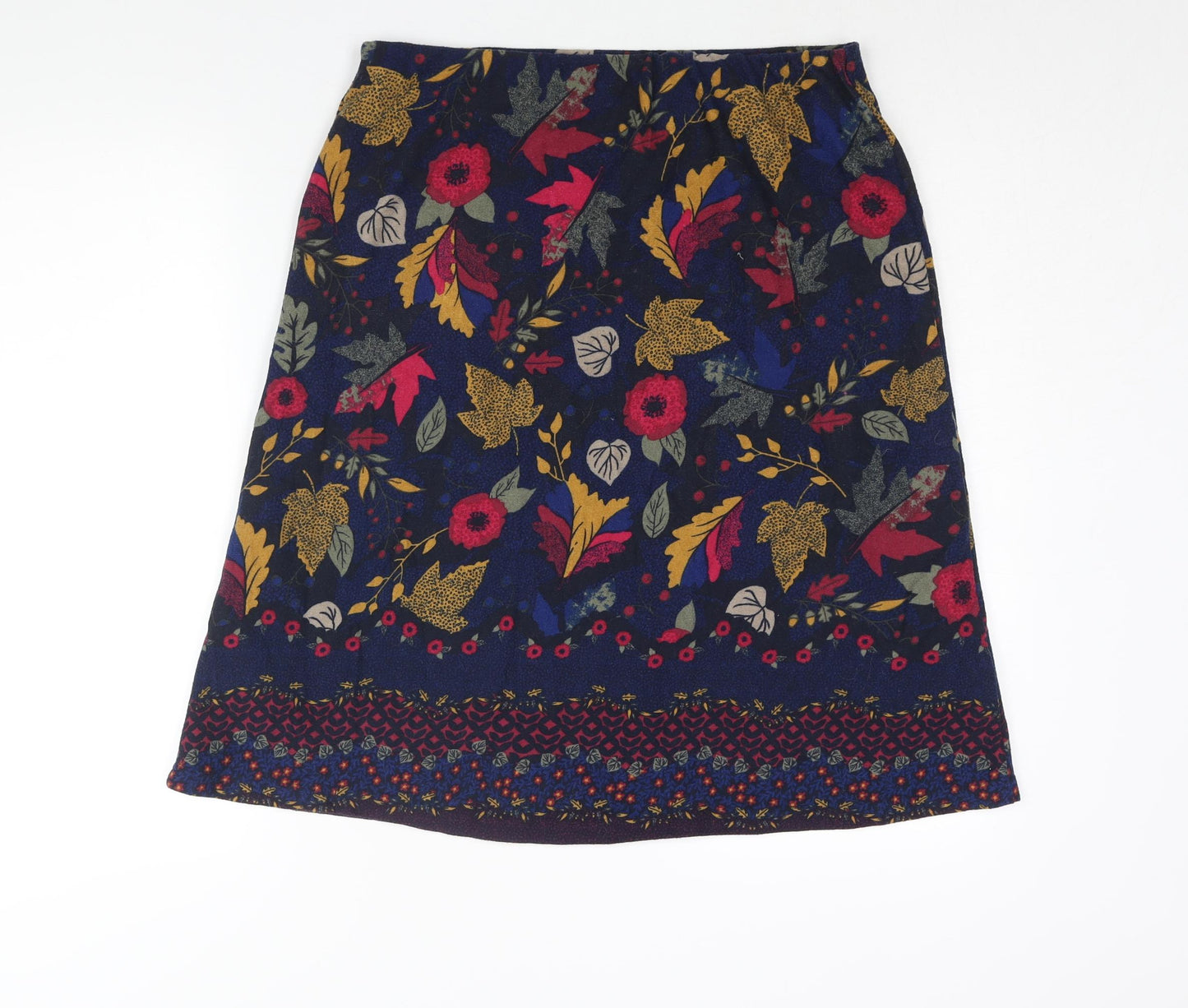 EWM Womens Blue Geometric Polyester A-Line Skirt Size 12 - Floral Print