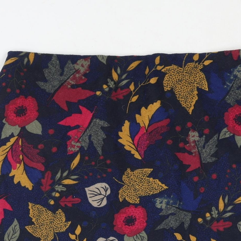 EWM Womens Blue Geometric Polyester A-Line Skirt Size 12 - Floral Print
