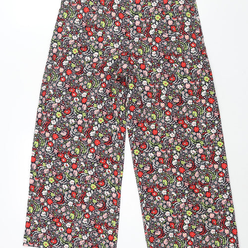 NEXT Womens Multicoloured Floral Polyester Cropped Trousers Size 8 L24 in Regular Zip