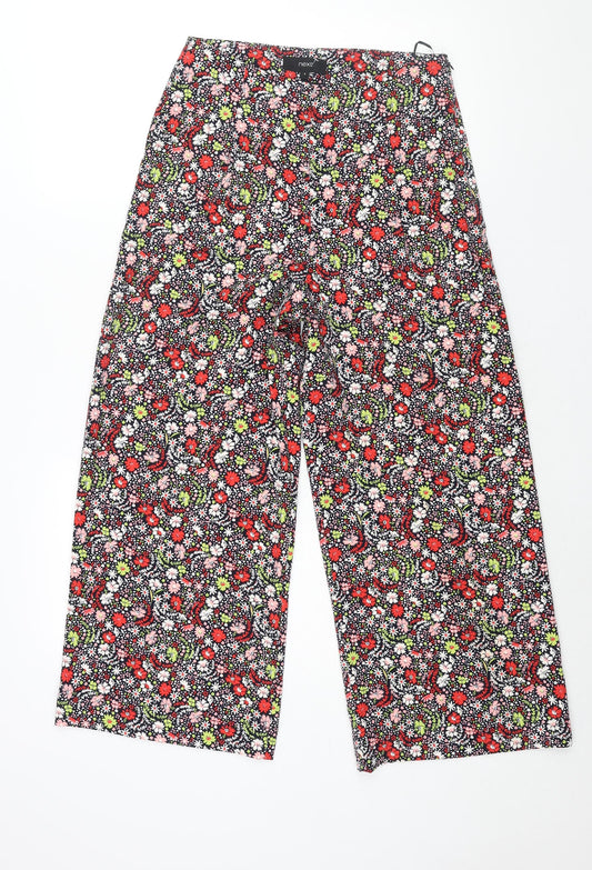 NEXT Womens Multicoloured Floral Polyester Cropped Trousers Size 8 L24 in Regular Zip