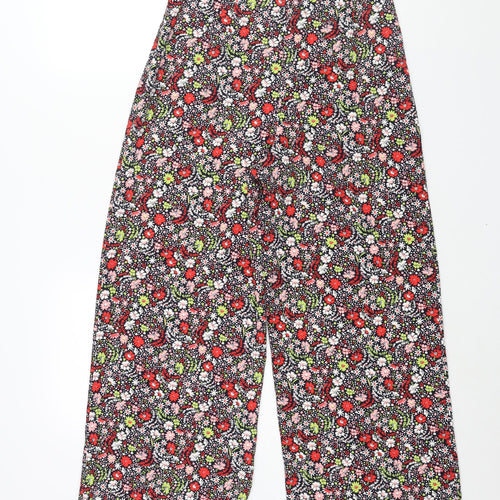 NEXT Womens Multicoloured Floral Polyester Cropped Trousers Size 8 L24 in Regular Zip