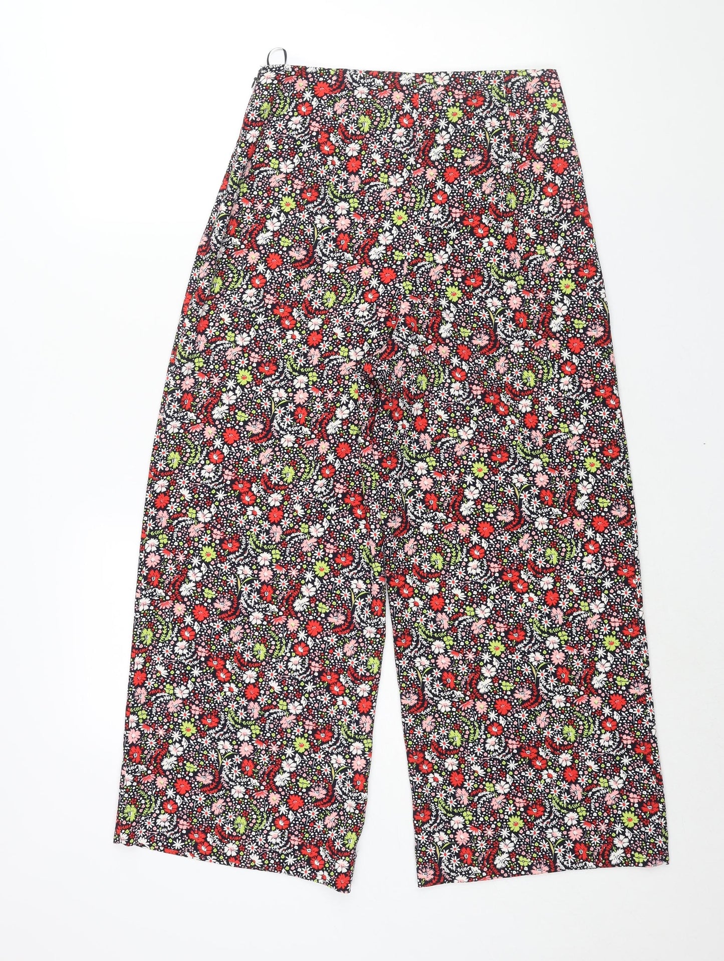 NEXT Womens Multicoloured Floral Polyester Cropped Trousers Size 8 L24 in Regular Zip