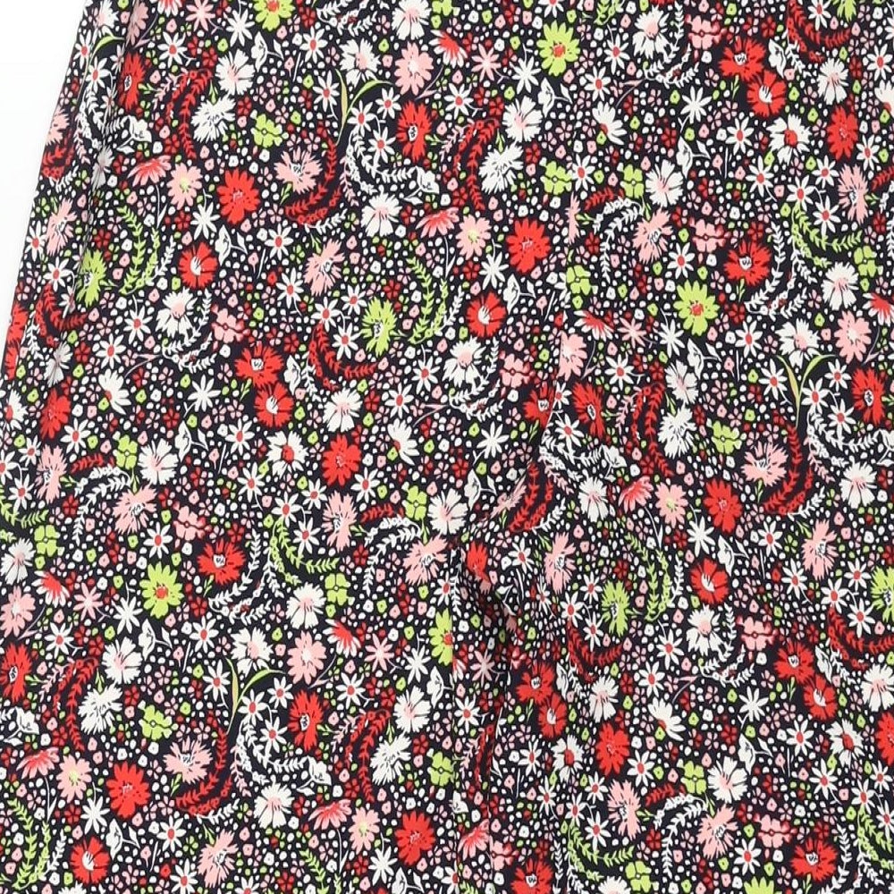 NEXT Womens Multicoloured Floral Polyester Cropped Trousers Size 8 L24 in Regular Zip