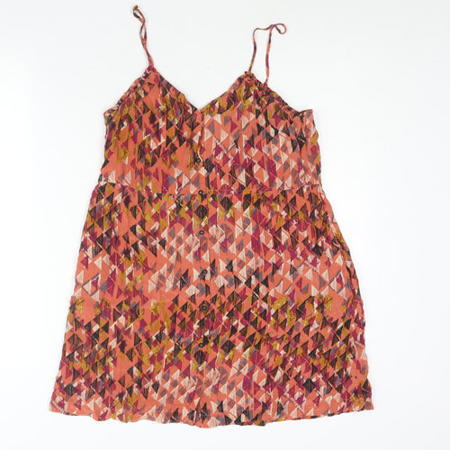 Ecote Womens Multicoloured Geometric Silk Mini Size M Sweetheart Button