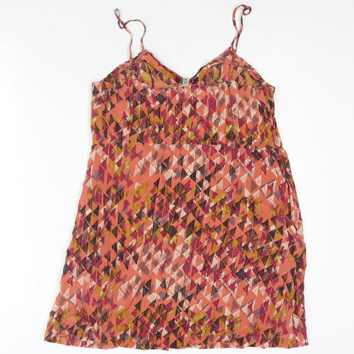 Ecote Womens Multicoloured Geometric Silk Mini Size M Sweetheart Button