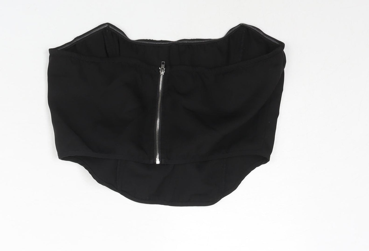 PRETTYLITTLETHING Womens Black Polyester Cropped Blouse Size 14 Scoop Neck - Cors