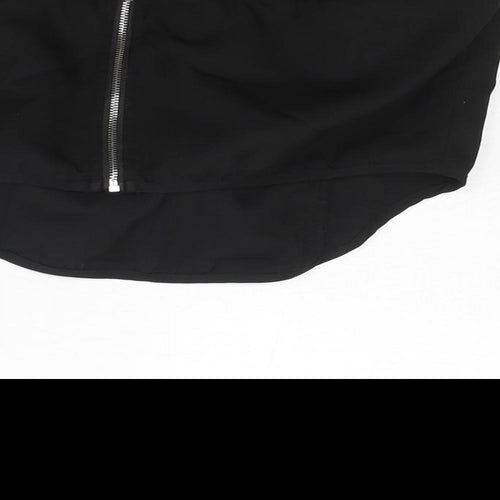 PRETTYLITTLETHING Womens Black Polyester Cropped Blouse Size 14 Scoop Neck - Cors
