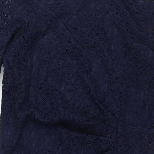Marks and Spencer Womens Blue Polyester Sheath Size 14 Boat Neck Pullover