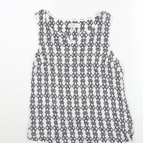 NEXT Womens White Cotton Camisole Blouse Size 12 Scoop Neck - Geometric Embroidery