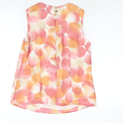 Jasper Conran Womens Pink Geometric Polyester Camisole Blouse Size 10 Round Neck