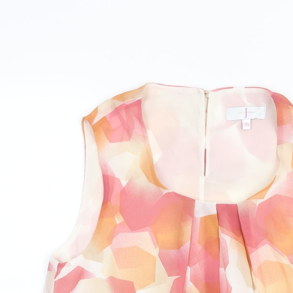 Jasper Conran Womens Pink Geometric Polyester Camisole Blouse Size 10 Round Neck