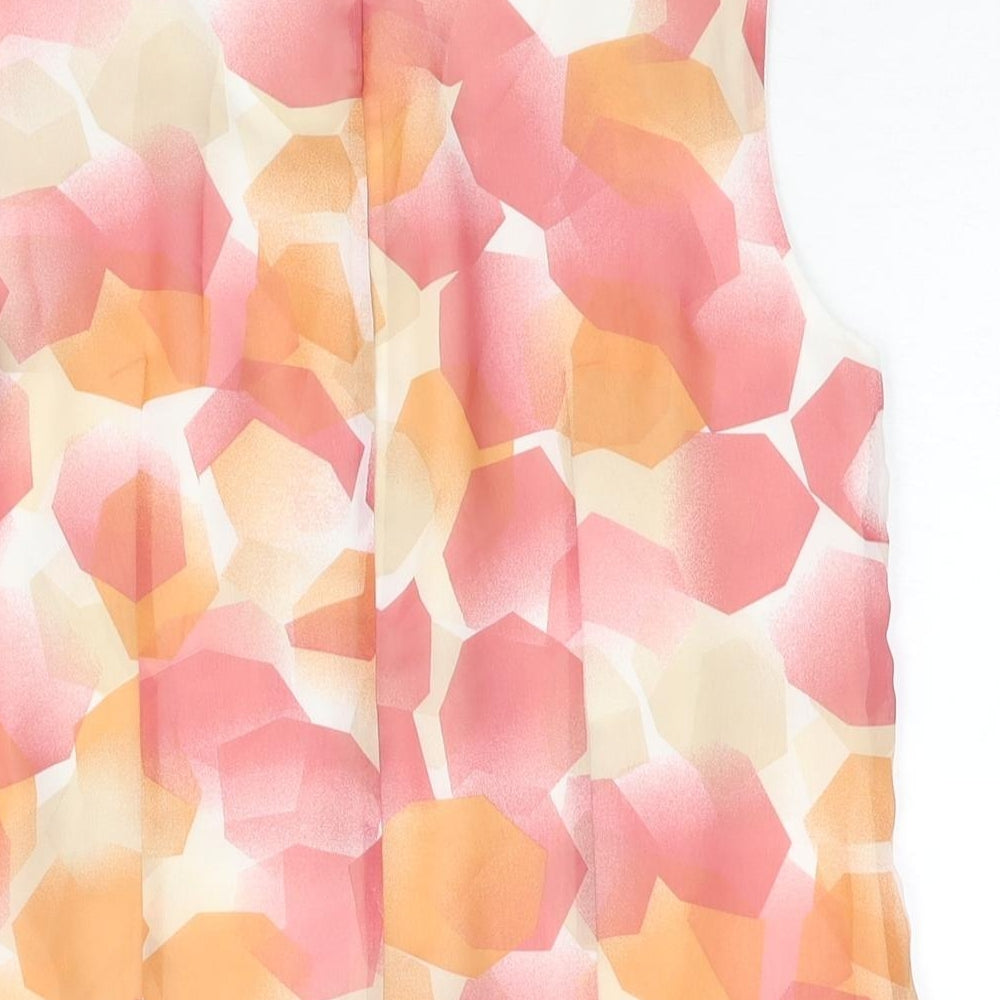 Jasper Conran Womens Pink Geometric Polyester Camisole Blouse Size 10 Round Neck