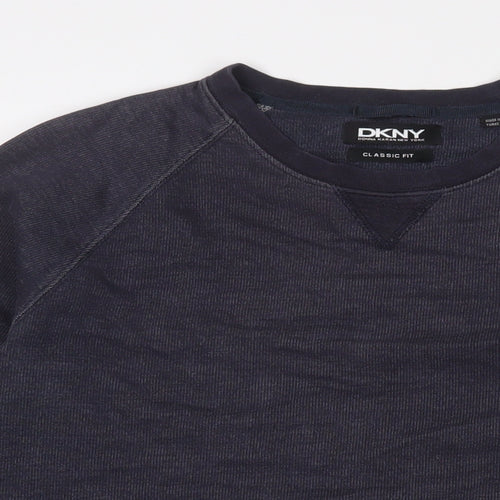 DKNY Mens Blue Cotton Pullover Sweatshirt Size L - Logo, Embroidered