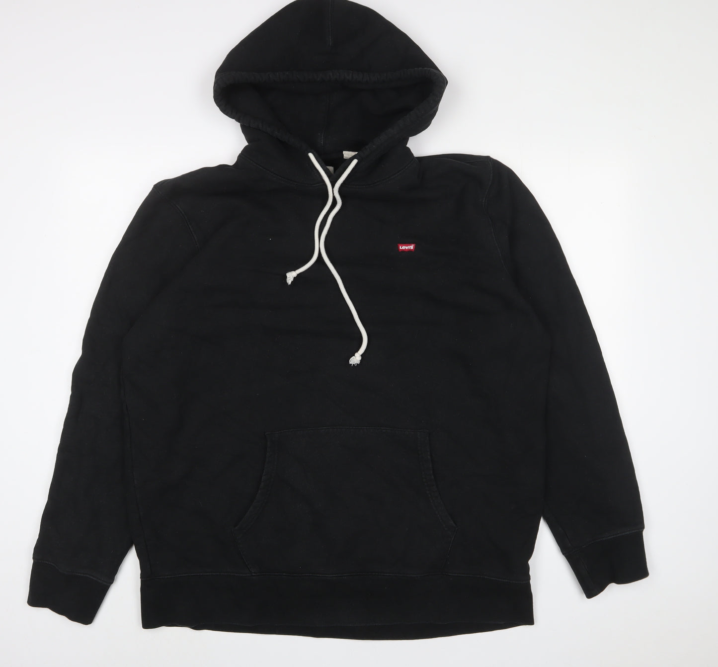 Levi's Mens Black Cotton Pullover Hoodie Size XL - Embroidered, Logo