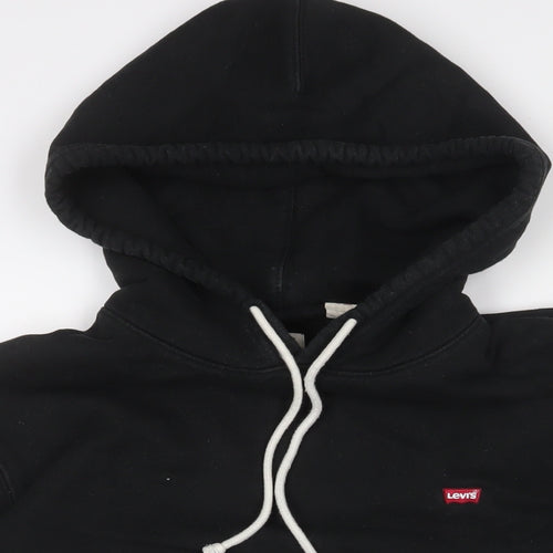 Levi's Mens Black Cotton Pullover Hoodie Size XL - Embroidered, Logo