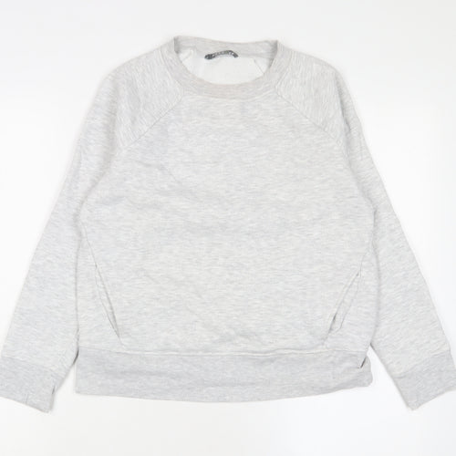GOODMOVE Womens Grey Cotton Pullover Sweatshirt Size 8 Pullover - Pockets