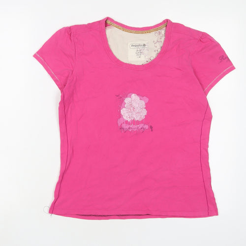 Regatta Womens Pink Cotton Basic T-Shirt Size 12 Scoop Neck