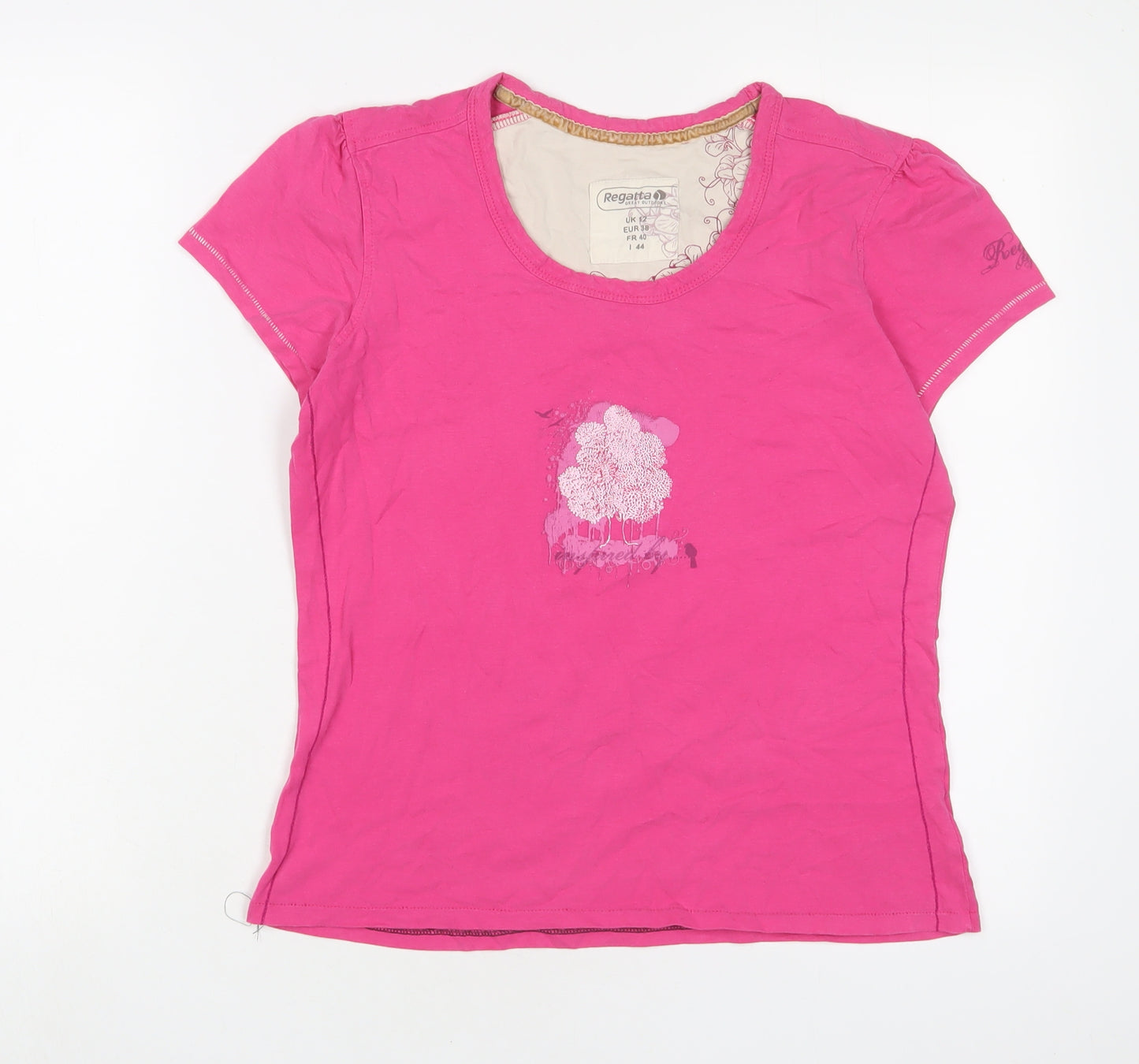 Regatta Womens Pink Cotton Basic T-Shirt Size 12 Scoop Neck