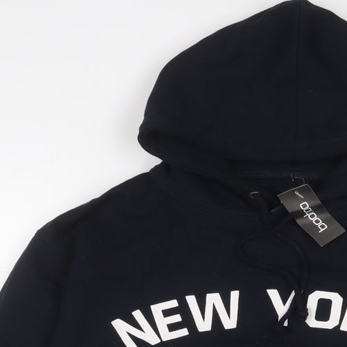Boohoo Womens Black Cotton Pullover Hoodie Size S Pullover - New York
