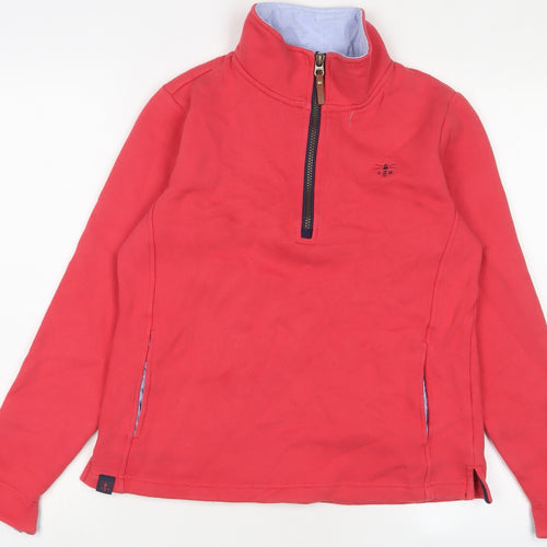 LIGHTHOUSE Womens Pink Cotton Pullover Sweatshirt Size 10 Zip - 1/2 Zip