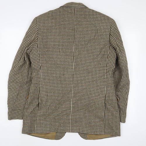 St Michael Mens Brown Houndstooth Wool Jacket Suit Jacket Size 42 Regular