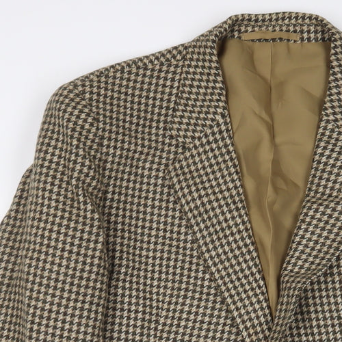 St Michael Mens Brown Houndstooth Wool Jacket Suit Jacket Size 42 Regular