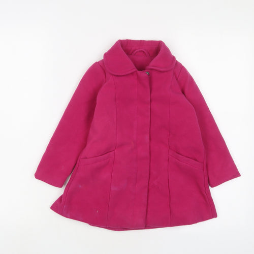 Marks and Spencer Girls Pink Overcoat Coat Size 3 Years Snap