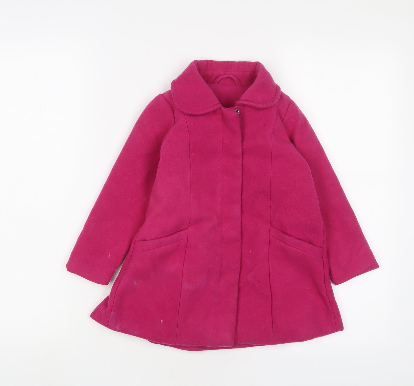 Marks and Spencer Girls Pink Overcoat Coat Size 3 Years Snap