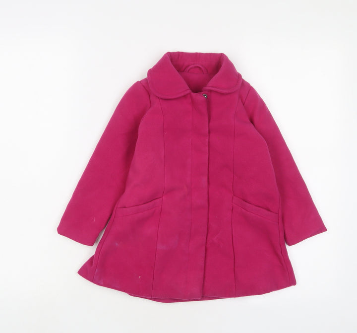 Marks and Spencer Girls Pink Overcoat Coat Size 3 Years Snap