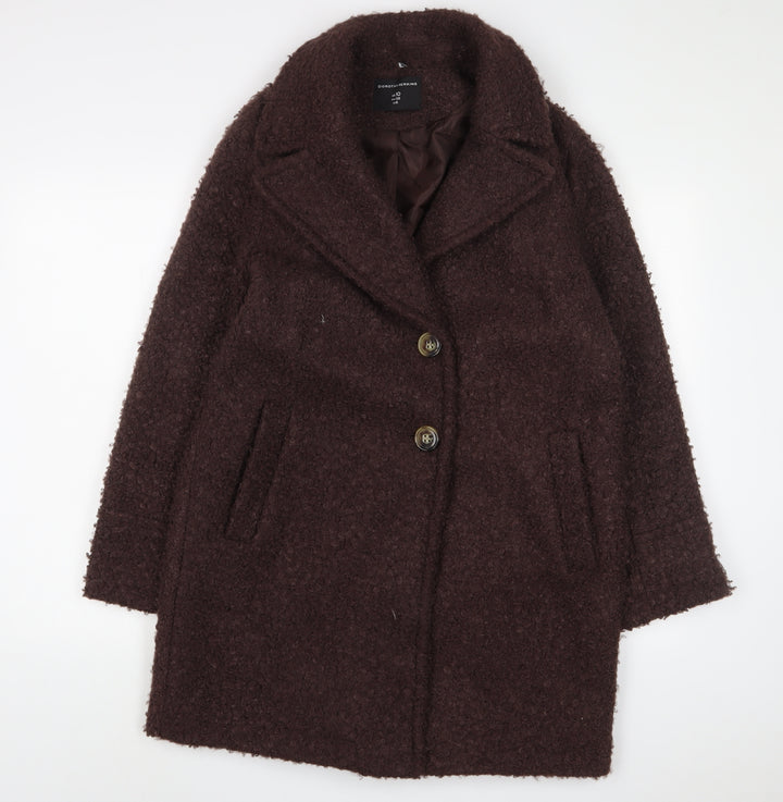 Dorothy Perkins Womens Brown Overcoat Coat Size 10 Button