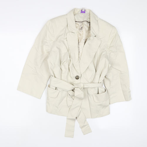 Pepperberry Womens Beige Jacket Blazer Size 16 Button - Belted