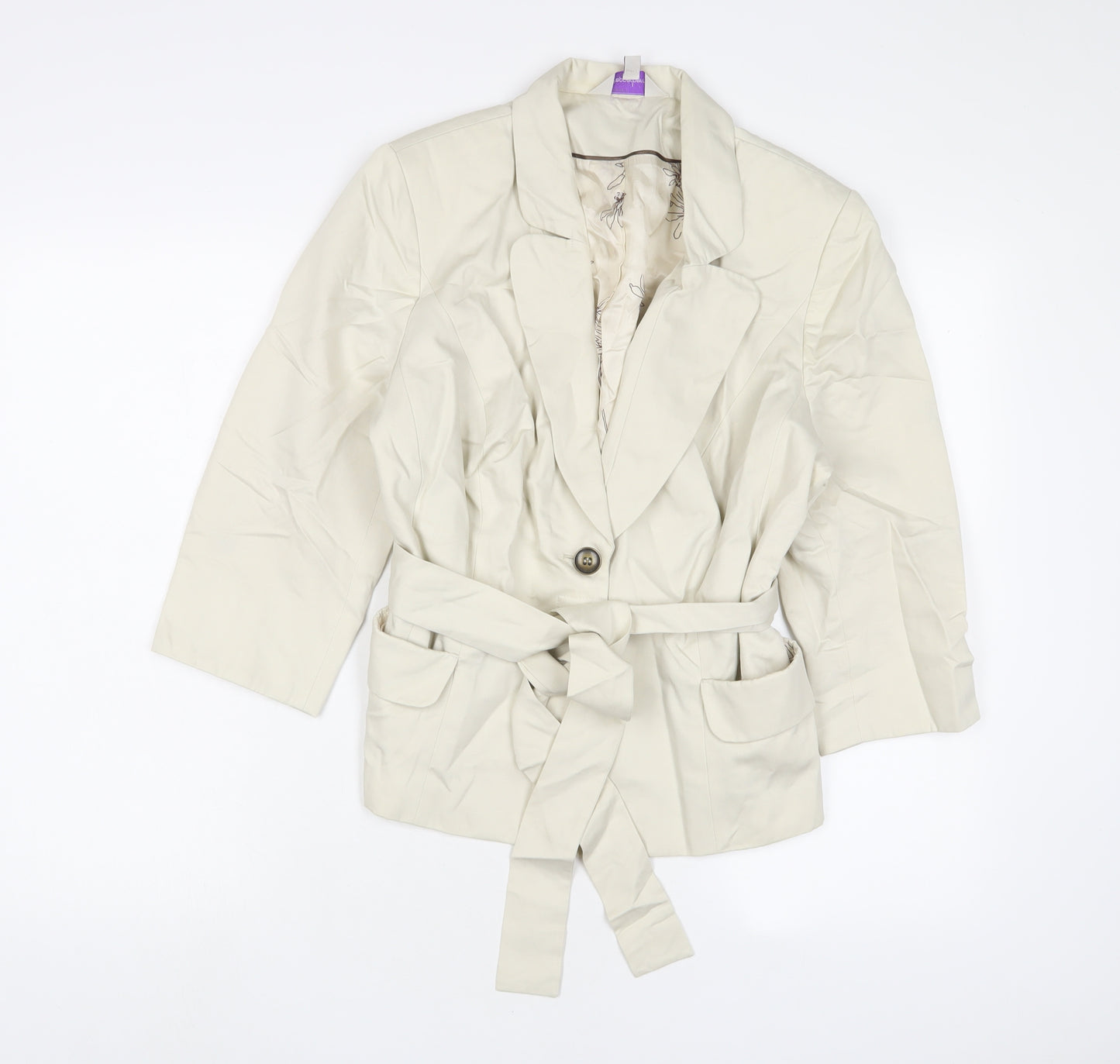 Pepperberry Womens Beige Jacket Blazer Size 16 Button - Belted