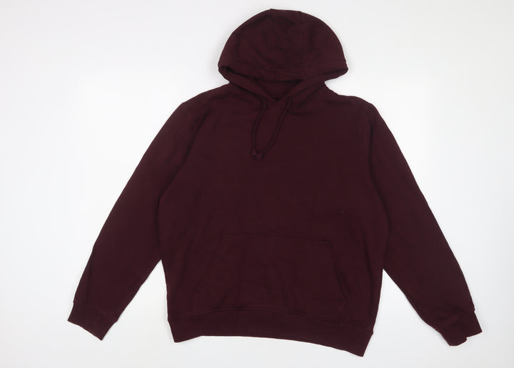Brave Soul Mens Red Cotton Pullover Hoodie Size L