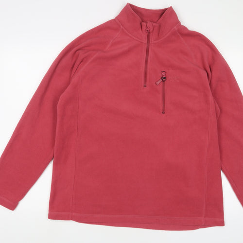 Cotton Traders Womens Pink Polyester Pullover Sweatshirt Size L Zip - Logo, Embroidered