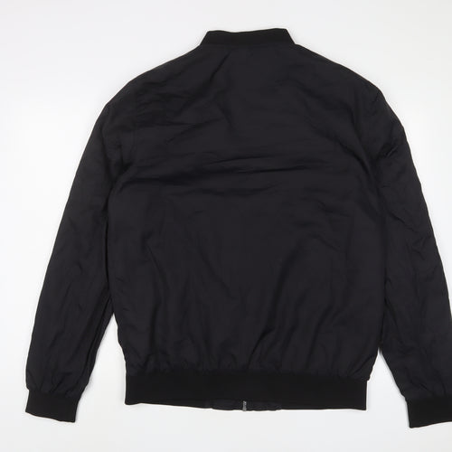 Boohoo Mens Black Bomber Jacket Jacket Size L Zip - Tall