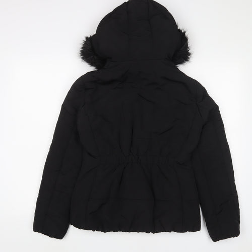 H&M Womens Black Quilted Coat Size 6 Zip - Zip Pockets