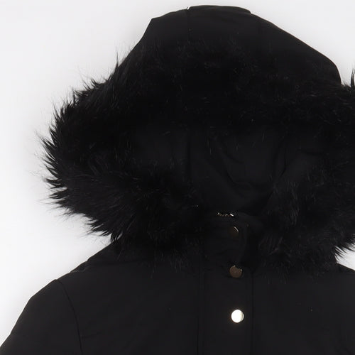 H&M Womens Black Quilted Coat Size 6 Zip - Zip Pockets