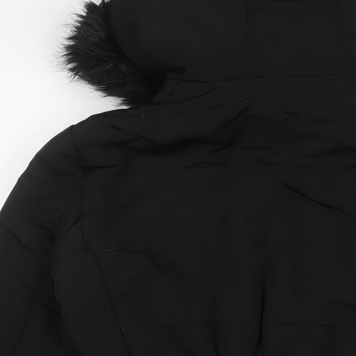 H&M Womens Black Quilted Coat Size 6 Zip - Zip Pockets