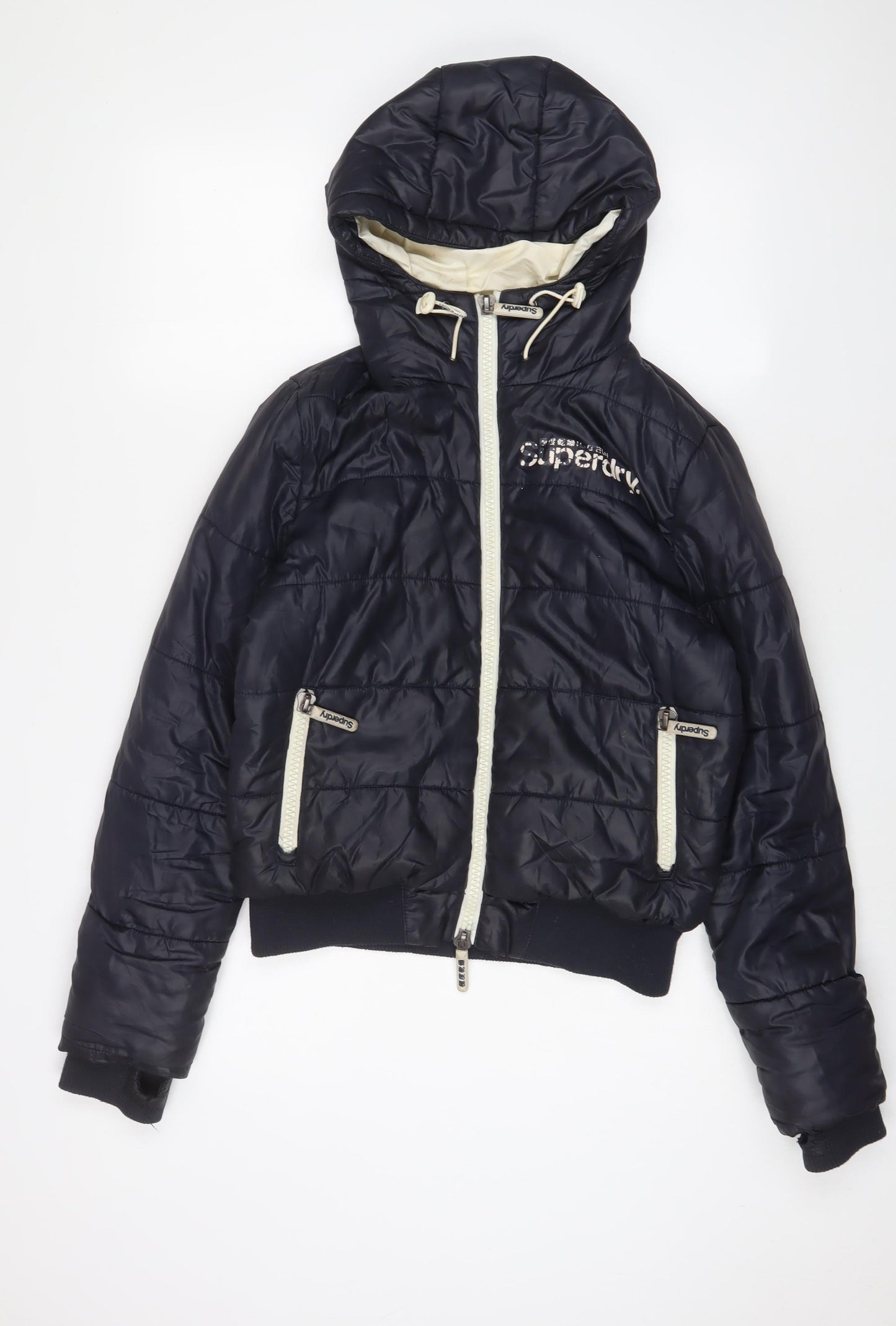 Superdry Womens Blue Jacket Size M Zip - Zip Pockets'