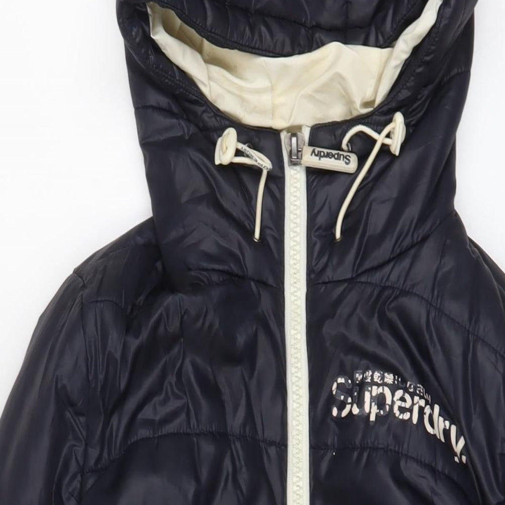 Superdry Womens Blue Jacket Size M Zip - Zip Pockets'