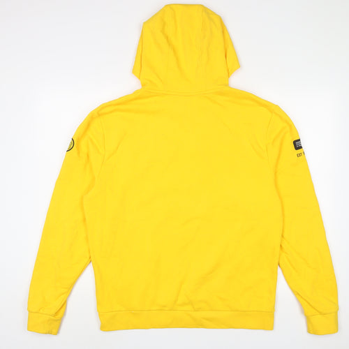 Pudsey Mens Yellow Cotton Pullover Hoodie Size M - Embroidered