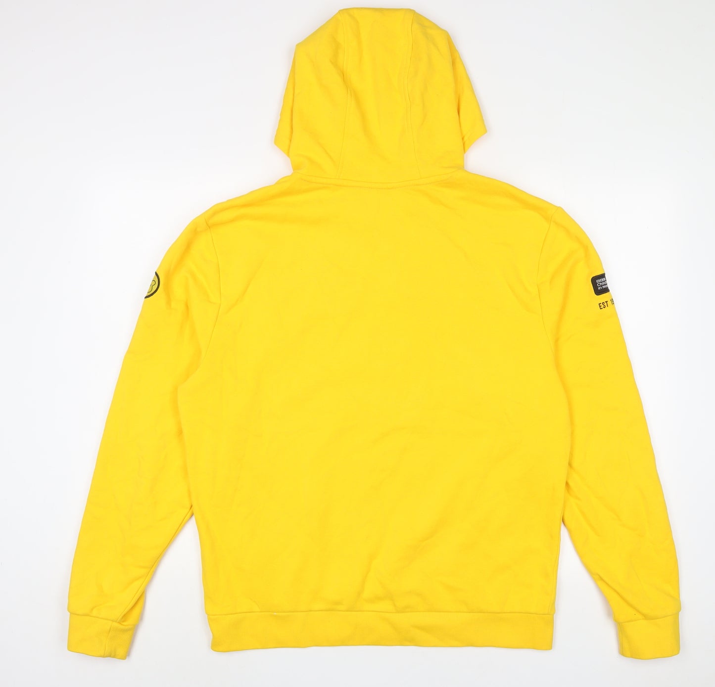 Pudsey Mens Yellow Cotton Pullover Hoodie Size M - Embroidered