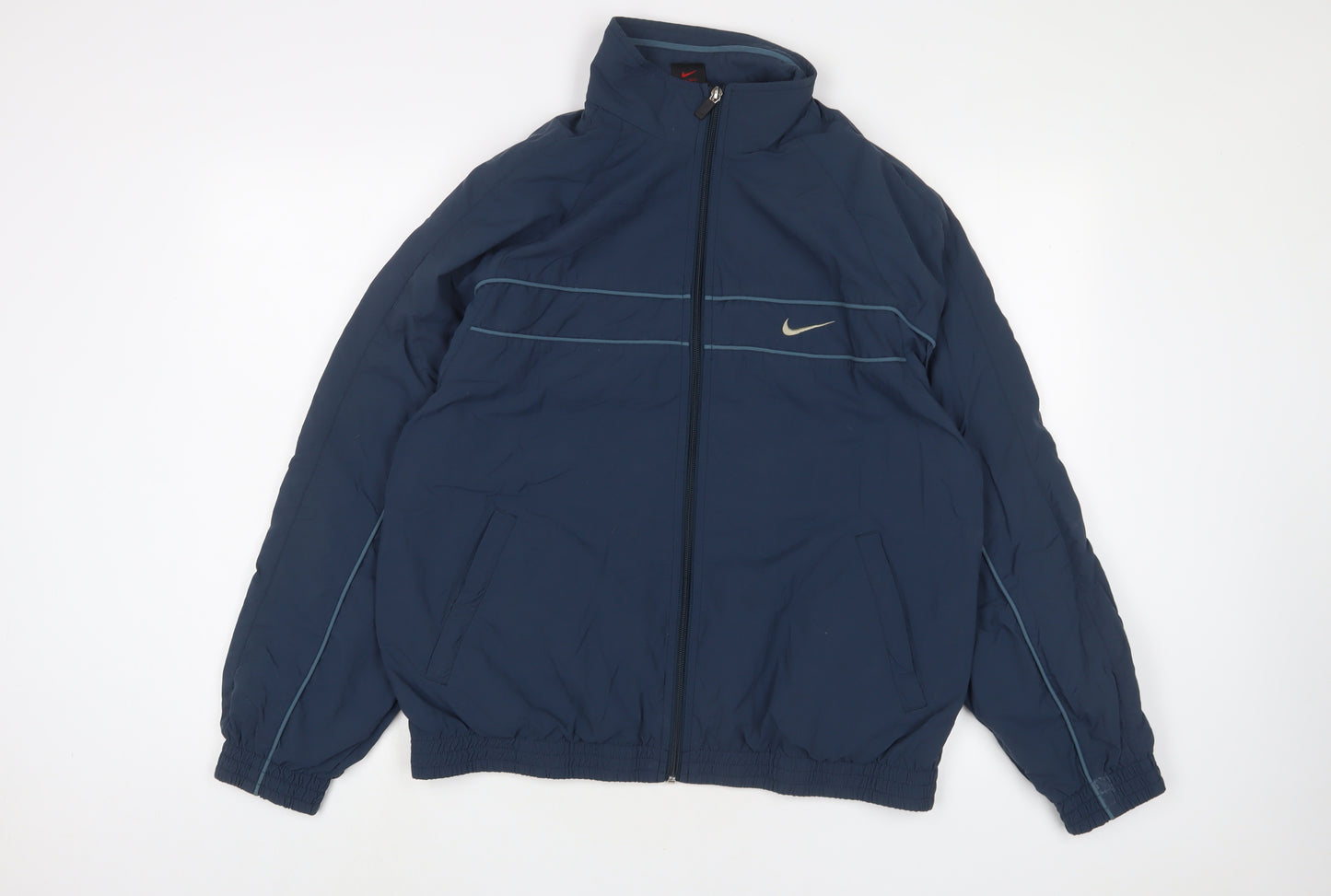 Nike Mens Blue Jacket Size S Zip - Logo, Embroidered