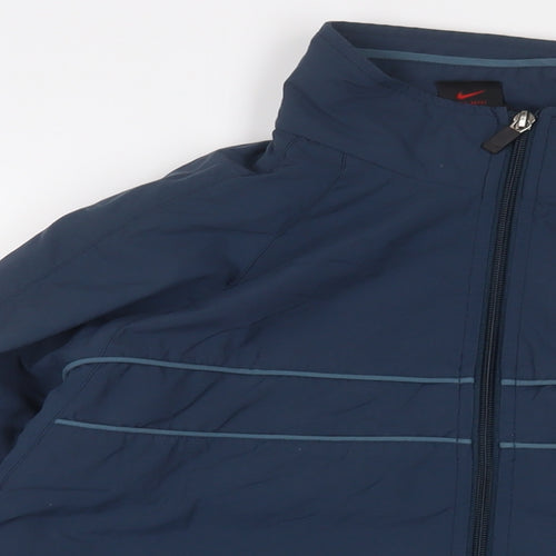 Nike Mens Blue Jacket Size S Zip - Logo, Embroidered