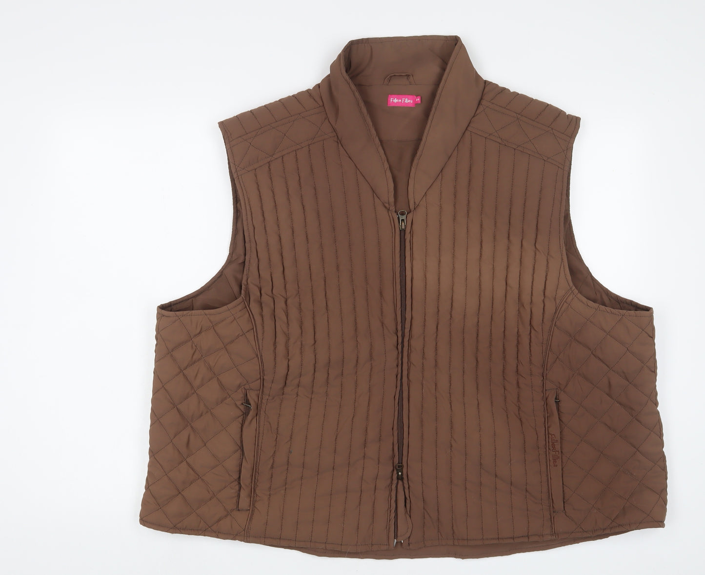 Fuller Fillies Womens Brown Gilet Jacket Size 24 Zip - Zip Pockets