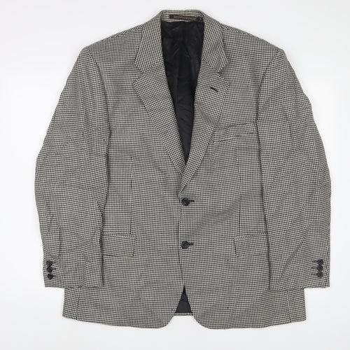 Marks and Spencer Mens Black Houndstooth Wool Jacket Suit Jacket Size 42 Regular