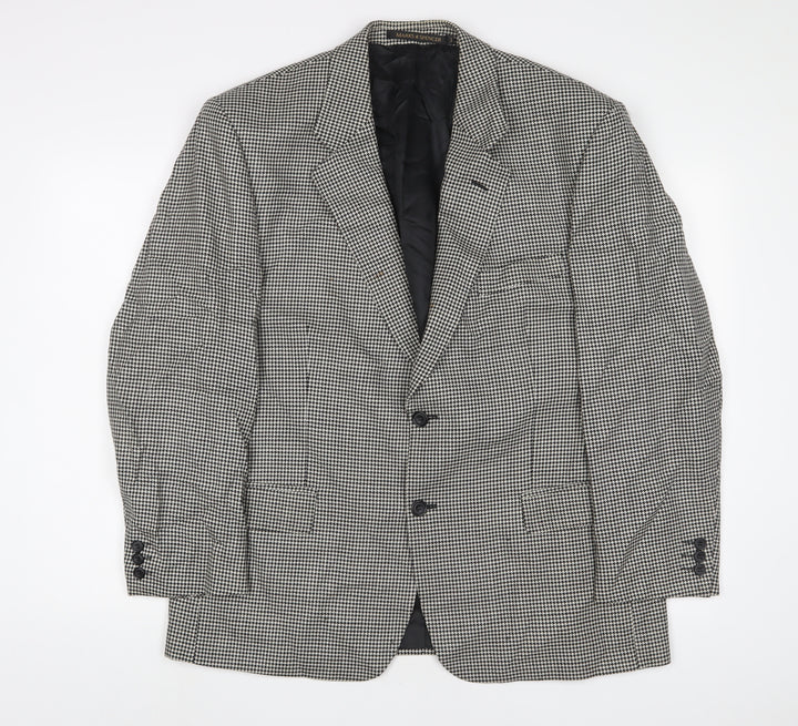Marks and Spencer Mens Black Houndstooth Wool Jacket Suit Jacket Size 42 Regular