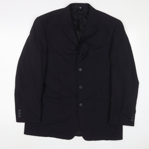 NEXT Mens Blue Striped Wool Jacket Suit Jacket Size 40 Regular