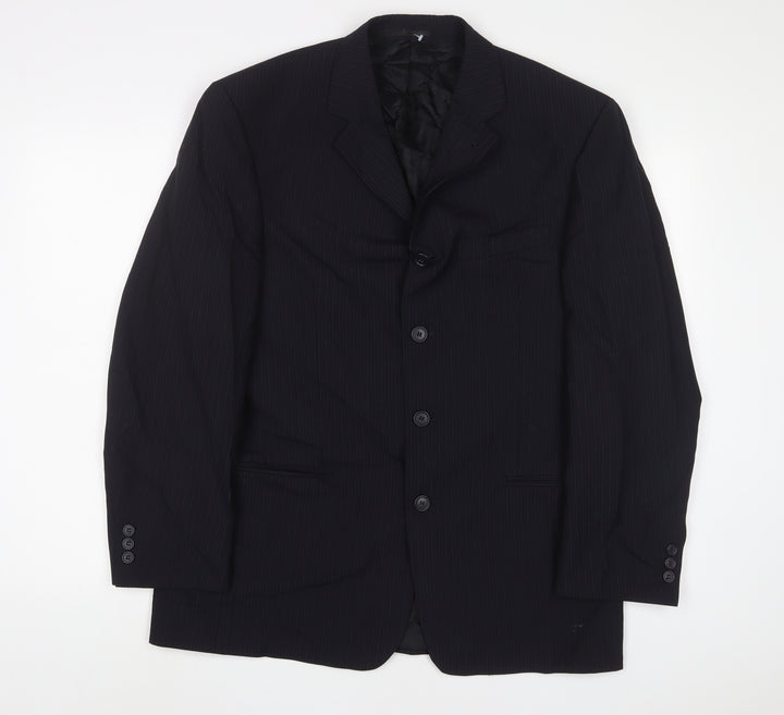 NEXT Mens Blue Striped Wool Jacket Suit Jacket Size 40 Regular